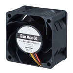 Sanyo Denki San Ace 9HV Series Axial Fan, 12 V dc, DC Operation, 112.8m³/h, 32.4W, 2.7A Max, 60 x 60 x 38mm