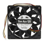 Sanyo Denki San Ace 9GV Series Axial Fan, 48 V dc, DC Operation, 289.8m³/h, 20.16W, 420mA Max, 120 x 120 x 25mm