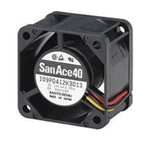 Sanyo Denki 109P Series Axial Fan, 12 V dc, DC Operation, 25.1m³/h, 3.72W, 310mA Max, 40 x 40 x 28mm