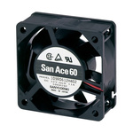 Sanyo Denki 109P Series Axial Fan, 24 V dc, DC Operation, 28.7m³/h, 1.92W, 80mA Max, 60 x 60 x 15mm