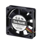 Sanyo Denki 109P Series Axial Fan, 12 V dc, DC Operation, 14.1cfm, 1.08W, 90mA Max, 60 x 60 x 15mm