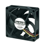 Sanyo Denki 9GA Series Axial Fan, 12 V dc, DC Operation, 103.2m³/h, 3.6W, 300mA Max, 80 x 80 x 20mm