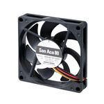 Sanyo Denki 9GA Series Axial Fan, 12 V dc, DC Operation, 86.5m³/h, 3.48W, 290mA Max, 80 x 80 x 15mm