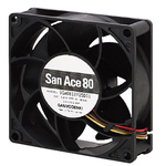 Sanyo Denki 9GA Series Axial Fan, 24 V dc, DC Operation, 146.9m³/h, 10.1W, 420mA Max, 80 x 80 x 32mm