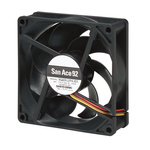 Sanyo Denki 9GA Series Axial Fan, 12 V dc, DC Operation, 132m³/h, 4.68W, 390mA Max, 92 x 92 x 25mm