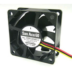 Sanyo Denki 9S Series Axial Fan, 12 V dc, DC Operation, 34.8m³/h, 1.32W, 110mA Max, 60 x 60 x 25mm