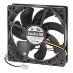 Sanyo Denki Axial Fan, 12 V dc, DC Operation, 86.5cfm, 4.68W, 390mA Max, 120 x 120 x 25mm