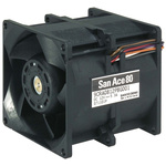 Sanyo Denki San Ace 9CRA Series Axial Fan, 48 V dc, DC Operation, 270m³/h, 63.4W, 1.32A Max, 80 x 80 x 80mm