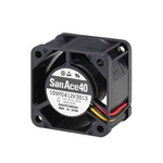 Sanyo Denki 109P Series Axial Fan, 24 V dc, DC Operation, 16.2cfm, 4.32W, 180mA Max, 40 x 40 x 28mm