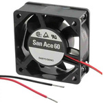 Sanyo Denki 109R Series Axial Fan, 5 V dc, DC Operation, 18.7cfm, 1.7W, 340mA Max, 60 x 60 x 25mm