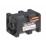 Sanyo Denki 9CRD Series Axial Fan, 12 V dc, DC Operation, 52.2m³/h, 13.8W, 1.15A Max, 40 x 40 x 56mm