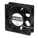 Sanyo Denki 9GV Series Axial Fan, 24 V dc, DC Operation, 380.6m³/h, 36W, 1.5A Max, 120 x 120 x 38mm