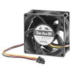 Sanyo Denki Axial Fan, 12 V dc, DC Operation, 138cfm, 45.6W, 3.8A Max, 80 x 80 x 38mm