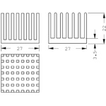 Heatsink, Universal Square Alu, 13.5K/W, 27 x 27 x 22mm, Adhesive Foil, Conductive Foil