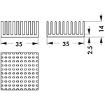 Heatsink, Universal Square Alu, 9.6K/W, 35 x 35 x 14mm, Adhesive Foil, Conductive Foil