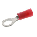 TE Connectivity, PLASTI-GRIP Insulated Ring Terminal, M5 Stud Size, 0.26mm² to 1.6mm² Wire Size, Red
