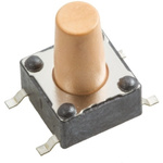 Pink Tactile Switch, Single Pole Single Throw (SPST) 50 mA @ 12 V dc 6.1mm Surface Mount