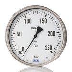 WIKA NPT 1/2 Analogue Pressure Gauge 0bar Back Entry, 40038980, -0.16bar min., 612.20