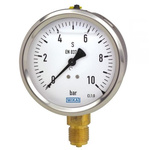 WIKA G 1/2 Analogue Pressure Gauge 60bar Back Entry, 7436964, 0bar min.