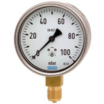 WIKA G 1/4 Analogue Pressure Gauge 600mbar Bottom Entry, 4633616, 0mbar min.