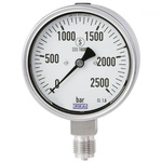 WIKA G 1/2 Analogue Pressure Gauge 2500bar Back Entry, 48789686, 0bar min.