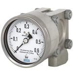 WIKA G 1/4 Analogue Differential Pressure Gauge 1.6bar Bottom Entry, 9082883, 0bar min.