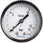 Bourdon Analogue Pressure Gauge 16bar Back Entry, MAT2-F20.B24, 0bar min.