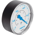 Festo R 1/8 Analogue Pressure Gauge 0bar Back Entry, VAM-40-V1/0-R1/8-EN, -1bar min., 537810