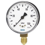 WIKA G 1/4 Analogue Pressure Gauge 0mbar Back Entry, 43973160, -400mbar min.