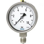 WIKA G 1/2 Analogue Pressure Gauge 10bar Bottom Entry, 48782786, 0bar min.