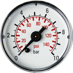 SAM Analogue Pressure Gauge 10bar Back Entry, PN-2106, 0bar min.