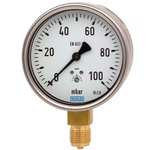 WIKA G 1/2 Analogue Pressure Gauge 60mbar Bottom Entry, 48766729, 0mbar min.