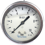 Bourdon Analogue Pressure Gauge 10bar Back Entry, MIT3-F22.B22, 0bar min.
