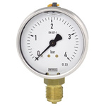 WIKA G 1/2 Analogue Pressure Gauge 16bar Bottom Entry, 14076372, 0bar min.