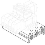 SMC SY5000 series 2 station One-touch Fitting 8 mm Manifold for use with 5 Port Solenoid Valve