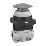 SMC Push Button (Mushroom) Pneumatic Manual Control Valve VM100 Series, R 1/8, 1/8