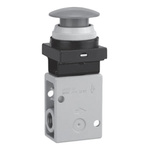 SMC Push Button (Mushroom) Pneumatic Manual Control Valve VM200 Series, R 1/4, 1/4