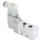 SMC 5/2 Pneumatic Solenoid Valve - Solenoid/Spring G 1/4 VF3000 Series 110→120V ac