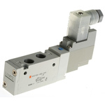 SMC 5/2 Pneumatic Solenoid Valve - Solenoid/Spring G 1/8 SYJ7000 Series 115V ac