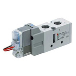 SMC 5/2 Pneumatic Solenoid Valve - Solenoid/Pilot/Spring Rc 1/4 VF3000 Series 24V dc