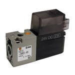 SMC 3/2 Pneumatic Solenoid Valve - Spring/Solenoid Metric M5 VZ100 Series 24V dc