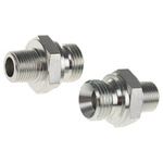 Parker Hydraulic Straight Threaded Adapter 8-8F3MK4S, Connector A G 1/2 Male, Connector B Rc 3/8