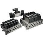 5 port single plug-in solenoid valve base mounted 24V dc rubber seal light surge protection