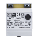 Block DCT Linear DIN Rail Power Supply, 230V ac ac Input, 12V dc dc Output, 500mA Output, 6W