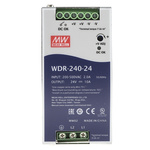 MEAN WELL WDR Switch Mode DIN Rail Power Supply, 180 → 550V ac ac Input, 24V dc dc Output, 10A Output, 240W