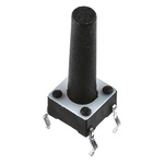 Black Button Tactile Switch, Single Pole Single Throw (SPST) 50 mA @ 24 V dc 13.4mm