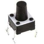 Black Button Tactile Switch, Single Pole Single Throw (SPST) 50 mA @ 24 V dc 4.9mm