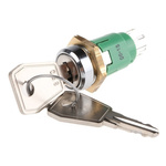 Key Switch, Double Pole Double Throw (DPDT), 1 A @ 24 V dc 2-Way, -20 → +65°C
