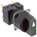 Omron 3 Position Green, Standard Handle Selector Switch - (DPDT) 16mm Cutout Diameter, Illuminated