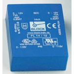 Block 8V ac 2 Output Through Hole PCB Transformer, 18VA